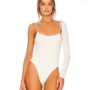 White one arm Bodysuit (Not yours to keep Brand)